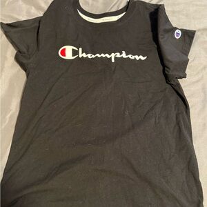 Champion Black Tee with Red and White Logo